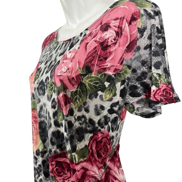 Robbie Bee Womens Floral Animal Print Jersey Knit Stretch Knee Length Dress sz M - Picture 10 of 16